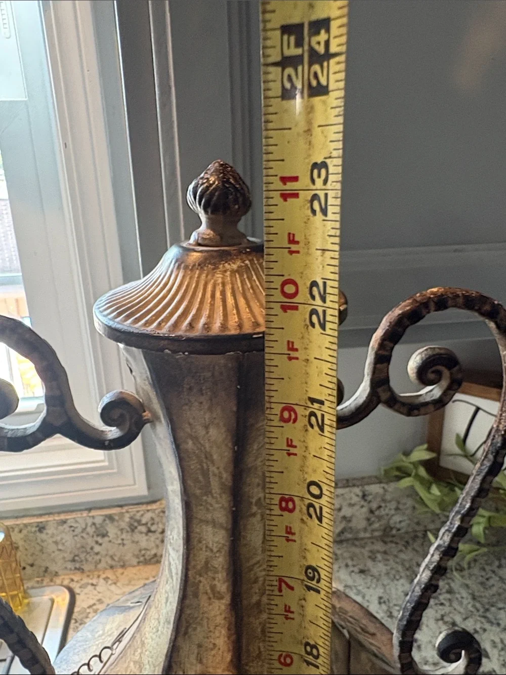 Decorative Metal Urn Vase in Antiqued Gold Finish
